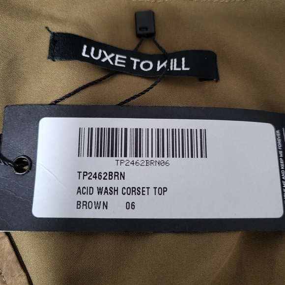 Luxe To Kill Brown Acid Wash Corset Top Size 6 NWT - Picture 4 of 7